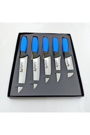 مجموعة من 5 سكاكين مطبخ مزدوجة الألوان من الفولاذ المقاوم للصدأ - مجموعة التضحية - Mizan Bıçak