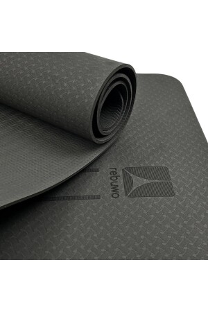 5 mm TPE-Yoga-Pilates-Matte, Schwarz mit Doppellinien-Design - 3