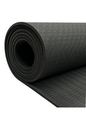 5 mm TPE-Yoga-Pilates-Matte, Schwarz mit Doppellinien-Design - 7