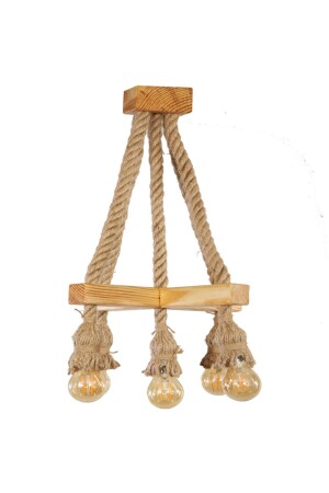 مُصباح 5 قطع من الخشب من الخشب من نوع MNZ مع حبل رستيكي 648010817016 - LEVANT