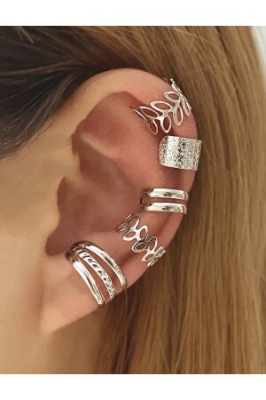 مجموعة أذن غضروف 5 قطع من الفضة للمرأة MNZ - Monalisatoka