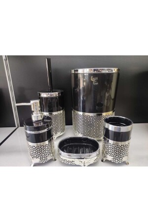 مجموعة من الحمام من 5 قطع نموذج أسود مستدير مع قفص فضي MY7422 - MEYLACO