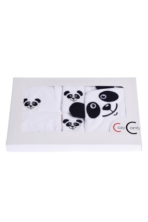 5 Parça Bebek Bornoz Seti Panda BHMS024 - 3