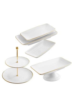 MNZ-5 قطعة كعكة ذهب أبيض خدمة عرض دودي مجموعة BEYAZ GOLD 4 - GÖNÜL