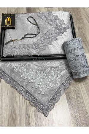 5 Parça Seccade Takımı Çeyizlik Bohça Kutulu Kadife Güpürlü Gelin Damat Seti - Ayhanhome