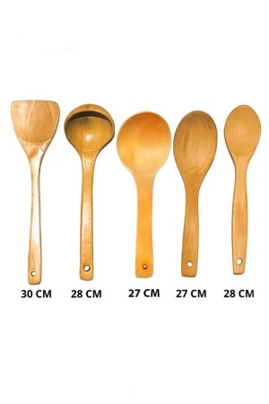 5 Parça Servis Seti Bambu Ahşap Kaşık Kepçe Tahta Spatula undtr101012und - 2