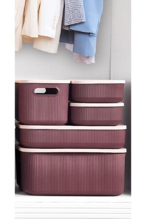 5 Prç. Dolap Içi Düzenleyici Storage Kapaklı Sepet Çorap Kıyafet Düzenleyici 5prç-set BYV-847261 - 2