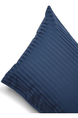 5-Sterne-Luxus-Hoteltyp, großes gestreiftes Satin-Bettbezug-Set, 180 x 200, Spannbettlaken, Indigo, Otels2023 - 5