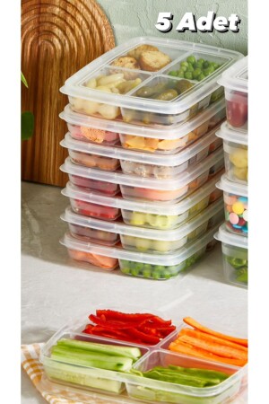 5 Stück 4-Fächer-Aufbewahrungsbehälter für Mahlzeiten, Fleisch und Gemüse – Gefrierschrank-Aufbewahrungsbox für gefrorene Hülsenfrüchte BAYEV-5PCS PULSES CONTAINER - 2