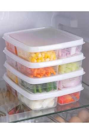 5 Stück 4-Fächer-Aufbewahrungsbehälter für Mahlzeiten, Fleisch und Gemüse – Gefrierschrank-Aufbewahrungsbox für gefrorene Hülsenfrüchte BAYEV-5PCS PULSES CONTAINER - 6