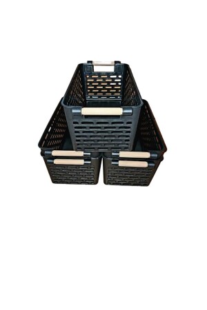 5 Stück – Mehrzweck-Organizer-Korb mit Kunststoffgriffen – Schrank- und Schubladen-Organizer-Korb, Schwarz SPT005 - 3
