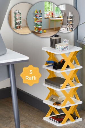 5-stufiges Mehrzweck-Organizer-Regal Gelb – Badezimmer-Küchen-Organizer – Schuh-Organizer PRTKRF - 2