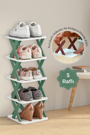 5-stufiges Mehrzweck-Organizer-Regal in Grün – Badezimmer-Küchen-Organizer – Schuh-Organizer - 3