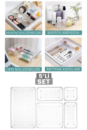 5-teiliger modularer Schubladen-Organizer – Büro-Desktop-Organizer – Badezimmer-Make-up- und Schmuck-Organizer LR-NO-6-5-2-1 - 1