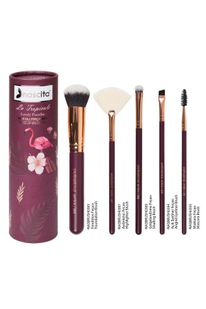 5-teiliges Burgunder-Make-up-Pinsel-Set -95 - 2