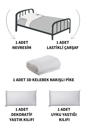 5-teiliges elastisches Bettlaken-Set mit 3D-Schmetterlingsmuster für Kinderzimmer, Baumwolle, Einzelbett, Beige, Beige, Bettbezug-Set STCKHMNEV1KLBT - 4