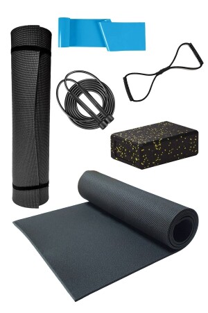 5-teiliges Pilates-Set, Pilates-Matte, Yoga-Block, Springseil, Widerstandsband, Pilates-Reifen - 1