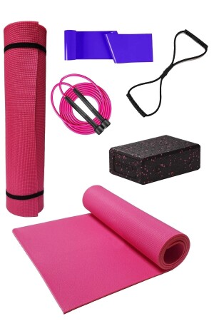 5-teiliges Pilates-Set, Pilates-Matte, Yoga-Block, Springseil, Widerstandsband, Pilates-Reifen - 1