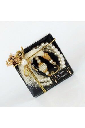 م.ن.ز-5 قطع فخمة رمضان هدية صندوق صلاة اللؤلؤة للكرمة طاولة إفتار - القرآن - كانديل - هدية ميفليد - NEVA KONSEPT HEDİYELİK