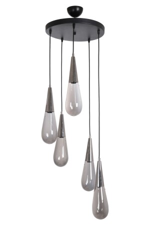 غرفة النوم - غرفة المعيشة - المطبخ - كروم لون الزجاج المدخن 5 قطع الشنابل VYN25 - Fer Avize