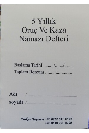 5 Yıllık Oruç Ve Kaza Namazı Defteri 2 Adet 90 Tl - 2