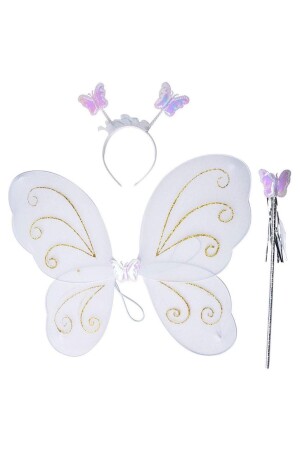 مجموعة من الألوان البيضاء من الجناح الفراشة 50 سم الجناحات العصا الجلالة مجموعة من 3 عرض - Pandoli