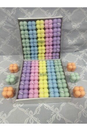 م.ن.ز-50 قطع 5 ألوان ناعمة خاصة ميني فقاعة شمعة دعوة عرس وعد الخصوم هينا هدية - Bluedaisycandle