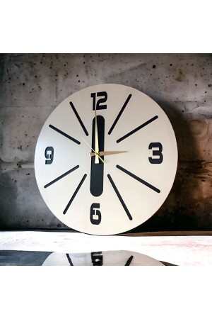 هدية من الألوان الأبيض من الخشب ساعة جدارية ديكورية ذات أنماط مختلفة 50 سم زوج أبيض أسود - AA Shop