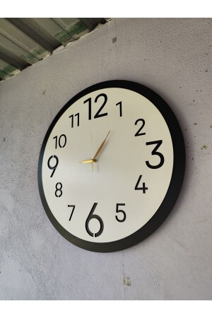 من الخشب الأسود الأبيض اللون بسيط رقم الهدية ساكن ساعة الجدار 50 سم - Aa Shop