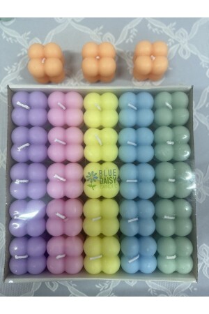 50 Adet 5 Soft Renk Özel Mini Bubble Mum Davet Nikah Söz Nişan Kına Hediyeliği bdc505r001 - 3