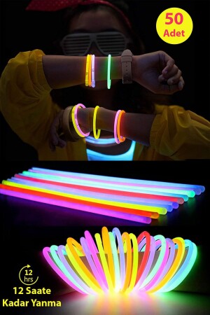 50 Adet Glow Stick Fosforlu Çubuk Bileklik - 1