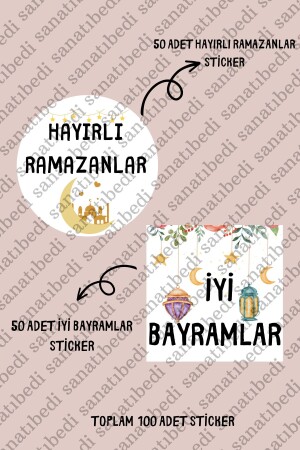 50 Adet Hayırlı Ramazanlar - 50 Adet Iyi Bayramlar Sticker Seti - 2