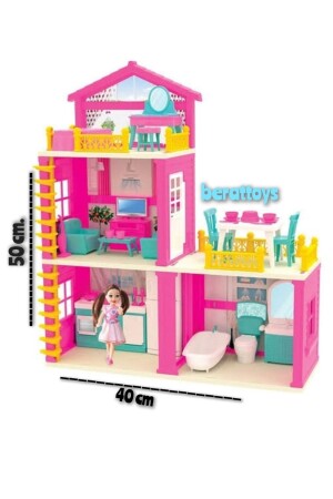 50 cm Puppenhaus-Set 3-stöckig Lolas Traumhaus Haushaltsspiel Traumhaus mit Puppe İyxkgx - 3