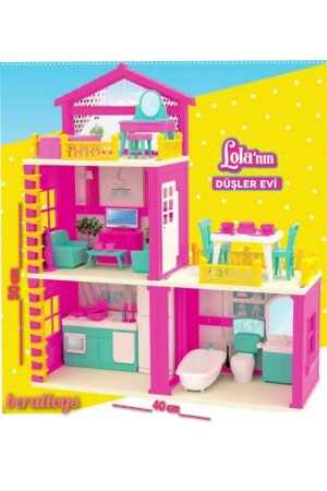 50 cm Puppenhaus-Set 3-stöckig Lolas Traumhaus Haushaltsspiel Traumhaus mit Puppe İyxkgx - 3