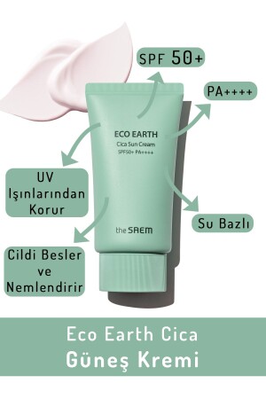 مادة كريم الشمس مع مستخلص سيكا 50 گر - Eco Earth Cica Sun Cream Spf 50+ و Pa++++ EACSC - The Saem