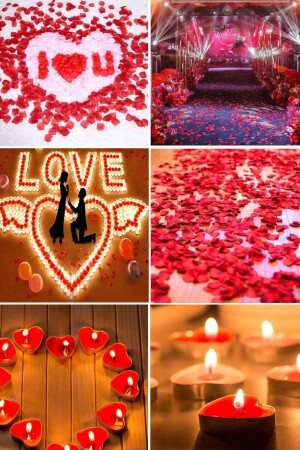 50 Herzkerzen, 25 Herzballons, 500 Rosenblätter, 300 getrocknete Rosen, 1 Ballonpumpe, Heiratsantragspaket-Set tye1301210134 - 2
