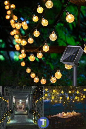 50 Kugeln Led Solar Kristall Garten Dekoration Beleuchtung Gelbes Licht Solarbetrieben - 2