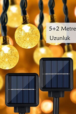 50 Led 7 Metre Sarı Güneş Enerjili Led Işık Solar Bahçe Teras Balkon Ağaç Lambası Aydınlatması - 3