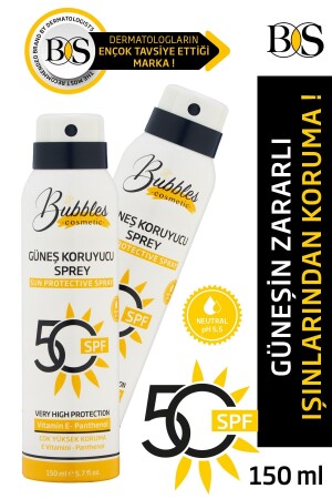 50 Spf Güneş Koruyucu Sprey Nemlendirici Leke Karşıtı Yüksek Koruma Suya Dayanıklı 150ml bubbles1002 - 2