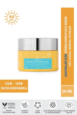 50 Spf Yüksek Korumalı %100 Mineral Filtreli Ve Doğal Çocuklar Için Güneş Koruyucu Krem BN211 - 3