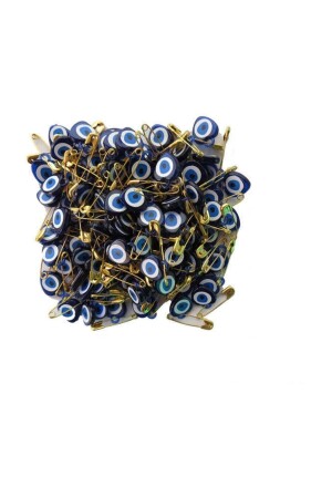 50 Stück Evil Eye Perlen Dunkelblau mit gelben Sicherheitsnadeln (1cm*1-5cm) - 1