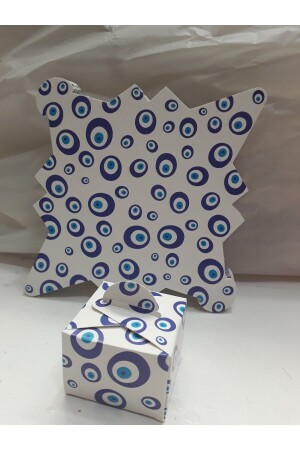 50 Stück quadratische Evil Eye Perlen Turkish Delight Sunnah Baby Turkish Delight Halter Geschenkverteilung Mevlid Candy Box - 4