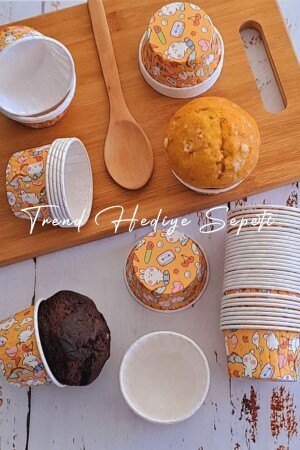 50-teilige orangefarbene Muffin-Cupcake-Form mit Hasenmuster, Kuchenkapsel – Airfryer-kompatibel - 2