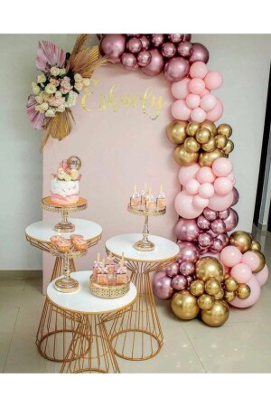 50-teiliges Ballonketten-Set in Pastell und Chrom (Hellrosa – Chromrosa und Chromgold) - 1