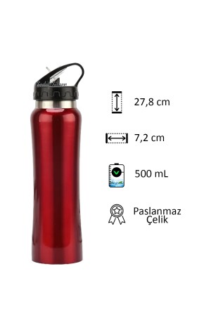 500 ml Doppelschicht-Stahlflasche mit Ausgießer, Thermoskanne mit Strohhalm SDF882 - 5