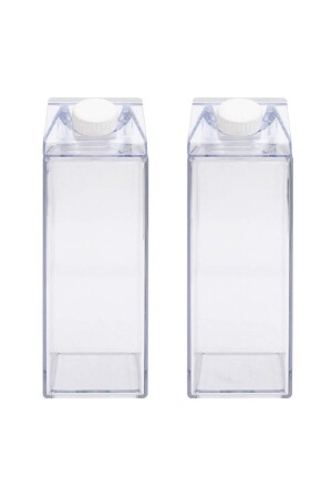 500 Ml Mika Süt Kutusu Tasarımlı Su Kahve Şişesi 2li bl156 - BLUE SİDE