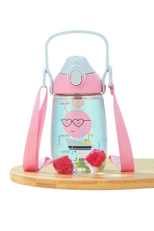 500 ml Tritan-Kinderwasserflasche der neuen Kollektion mit Hängegriff und Strohhalm - 1