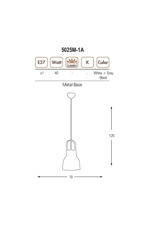 5025m-1a,16 Super-mittlere Einzel-Pendelleuchte Kronleuchter Grau 5025M-1A,16 - 4