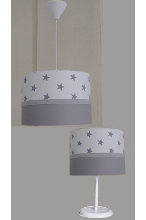 غرفة الأطفال ذات النجوم الرمادية البيضاء، غرفة المراهقين والطفلين، غرفة الفتيات والفتيات، مجموعة الشنادل والشموع. 5030 - ONAY AVİZE