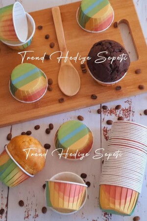 50'li Gökkuşağı Muffin Kek Kalıbı - Kek Kapsülü Cupcake Kalıbı - Airfryer Uyumlu - Trend Hediye Sepeti